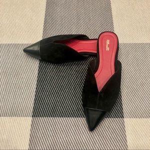 Diane Von Furstenberg Black Suede Mules Flats 6